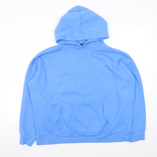 New Look Men's Blue Pullover Hoodie Size L Regular Fit Cotton Blend