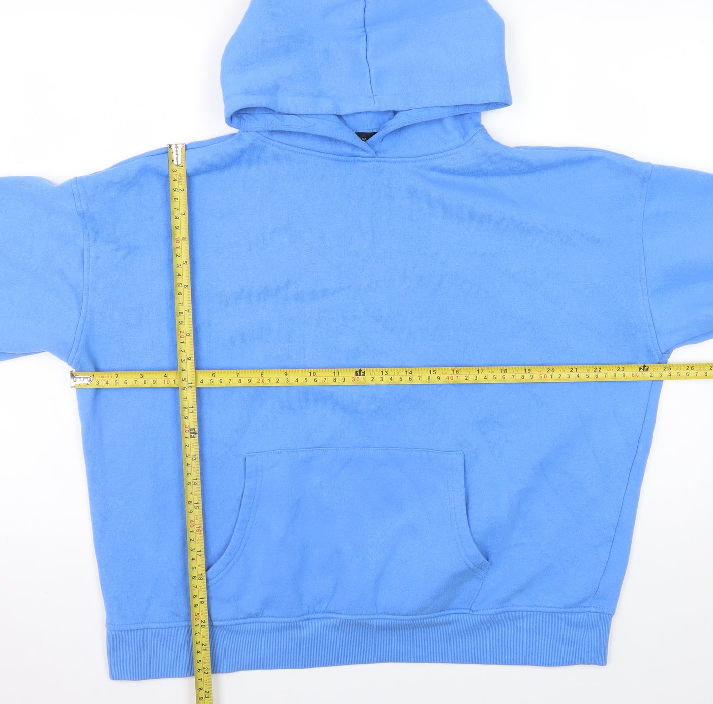 New Look Men's Blue Pullover Hoodie Size L Regular Fit Cotton Blend