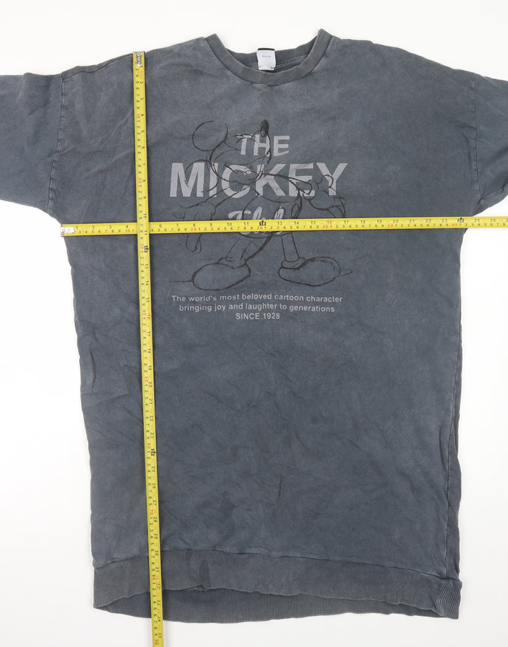 George Women Grey Mickey Mouse Long Sleeve T-Shirt Dress Size 18