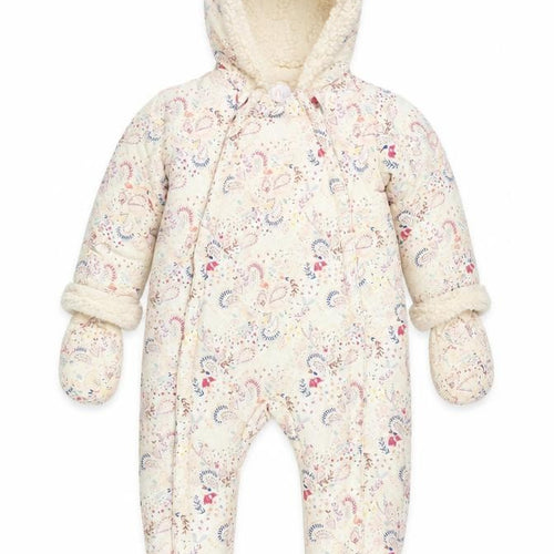 Mini Club Unisex Baby Beige Floral Hooded Snowsuit 6-9 Months Lined Winter