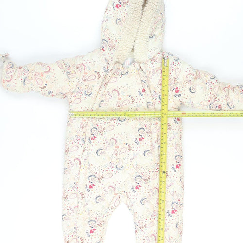 Mini Club Unisex Baby Beige Floral Hooded Snowsuit 6-9 Months Lined Winter