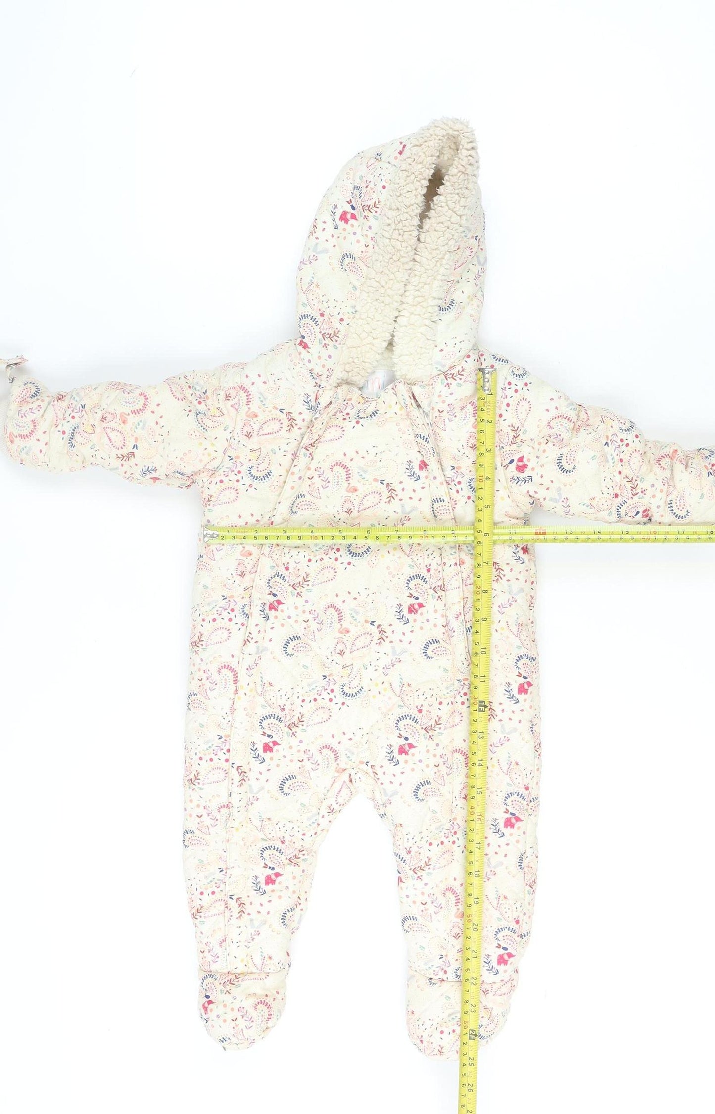 Mini Club Unisex Baby Beige Floral Hooded Snowsuit 6-9 Months Lined Winter
