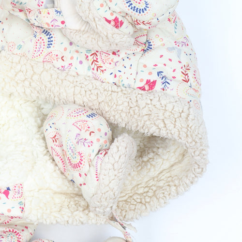 Mini Club Unisex Baby Beige Floral Hooded Snowsuit 6-9 Months Lined Winter