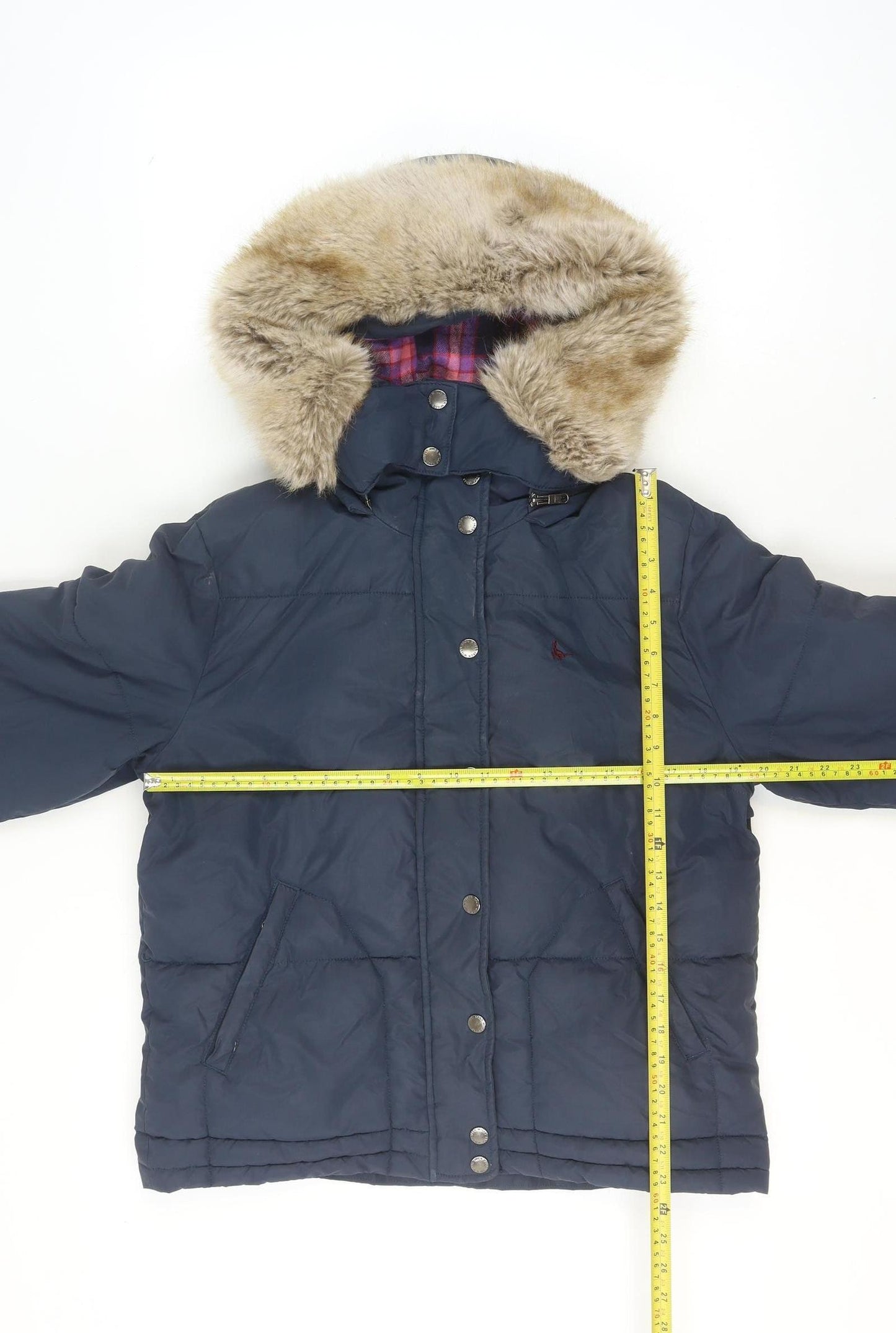 Jack Wills Womens Blue Faux Fur Hooded Puffer Jacket UK 12
