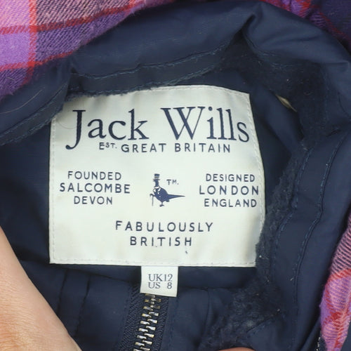 Jack Wills Womens Blue Faux Fur Hooded Puffer Jacket UK 12