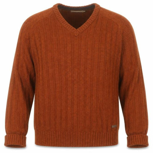 PG Field Men's Brown V-Neck Cable Knit Jumper Size L Classic Acrylic