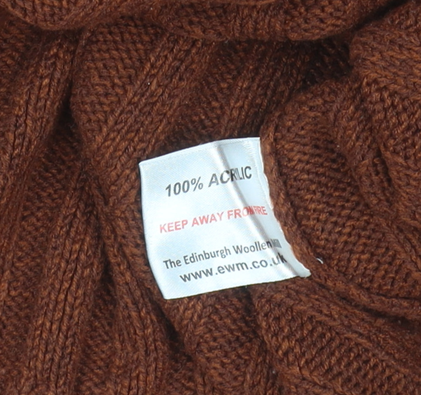 PG Field Men's Brown V-Neck Cable Knit Jumper Size L Classic Acrylic