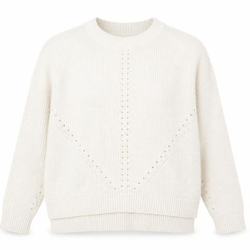 Fat Face Womens Beige Cotton Chunky Knit Crew Neck Jumper Size 14