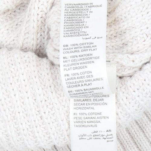 Fat Face Womens Beige Cotton Chunky Knit Crew Neck Jumper Size 14