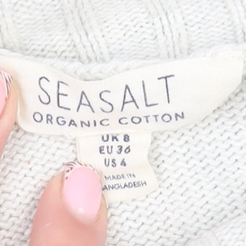 Seasalt Womens Ivory Organic Cotton Crew Neck Jumper UK 8