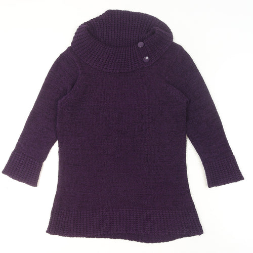 BHS Women’s Purple Cowl Neck Long Sleeve Tunic Jumper Size 12