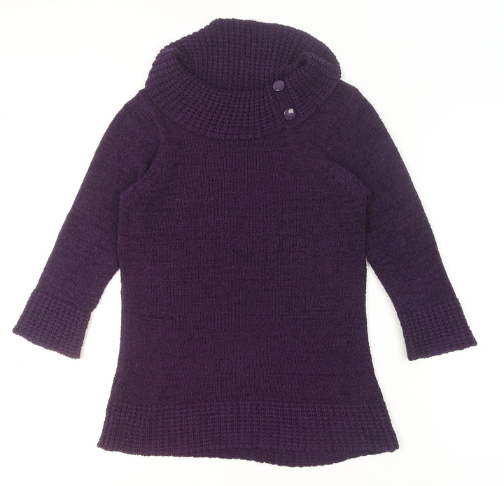 BHS Women’s Purple Cowl Neck Long Sleeve Tunic Jumper Size 12