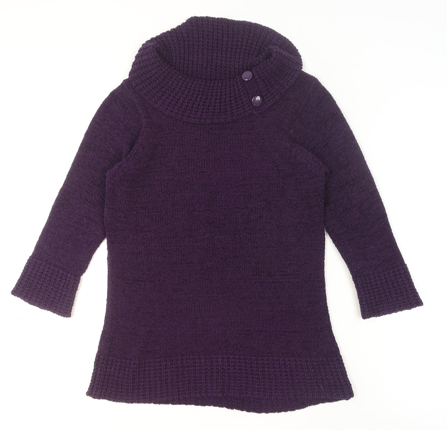 BHS Women’s Purple Cowl Neck Long Sleeve Tunic Jumper Size 12