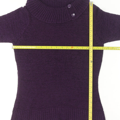 BHS Women’s Purple Cowl Neck Long Sleeve Tunic Jumper Size 12
