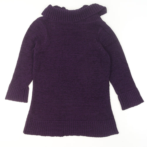 BHS Women’s Purple Cowl Neck Long Sleeve Tunic Jumper Size 12