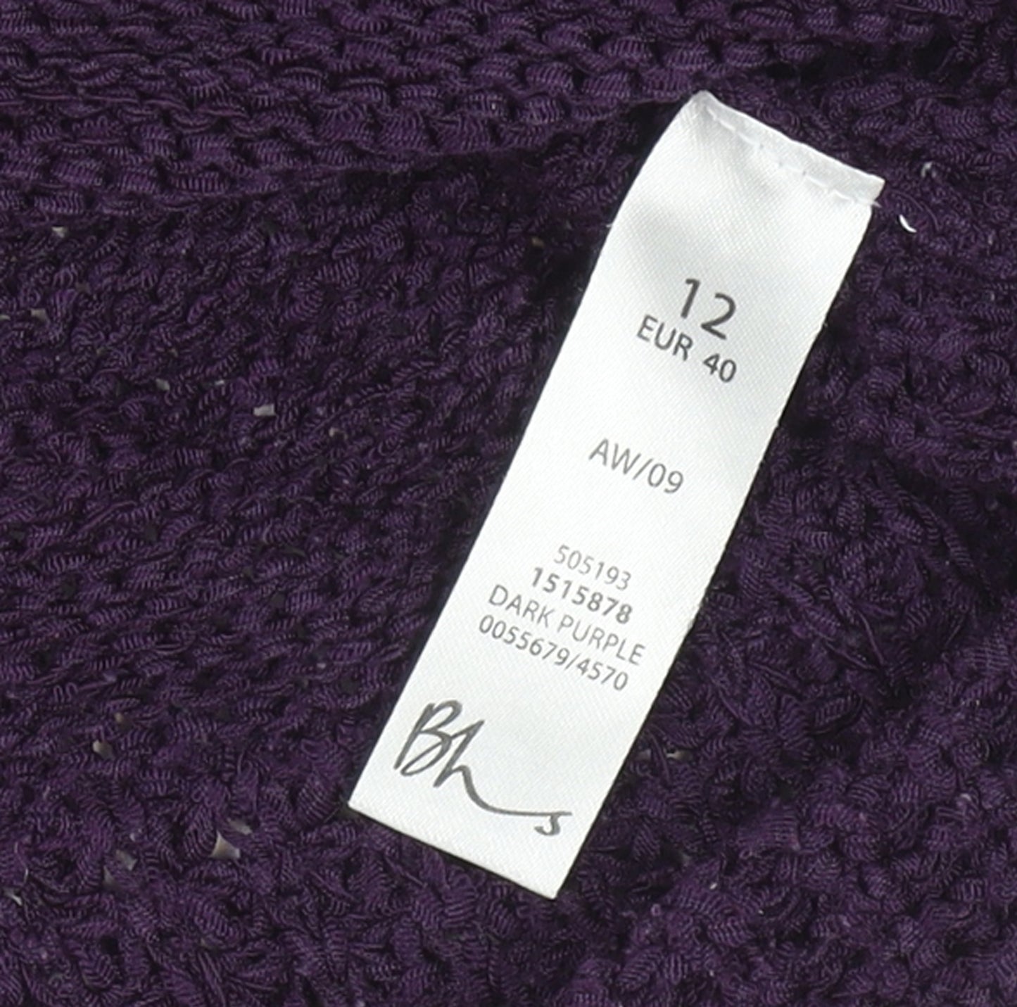 BHS Women’s Purple Cowl Neck Long Sleeve Tunic Jumper Size 12