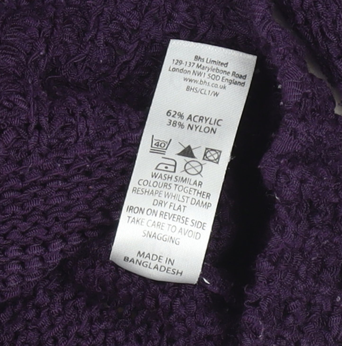 BHS Women’s Purple Cowl Neck Long Sleeve Tunic Jumper Size 12