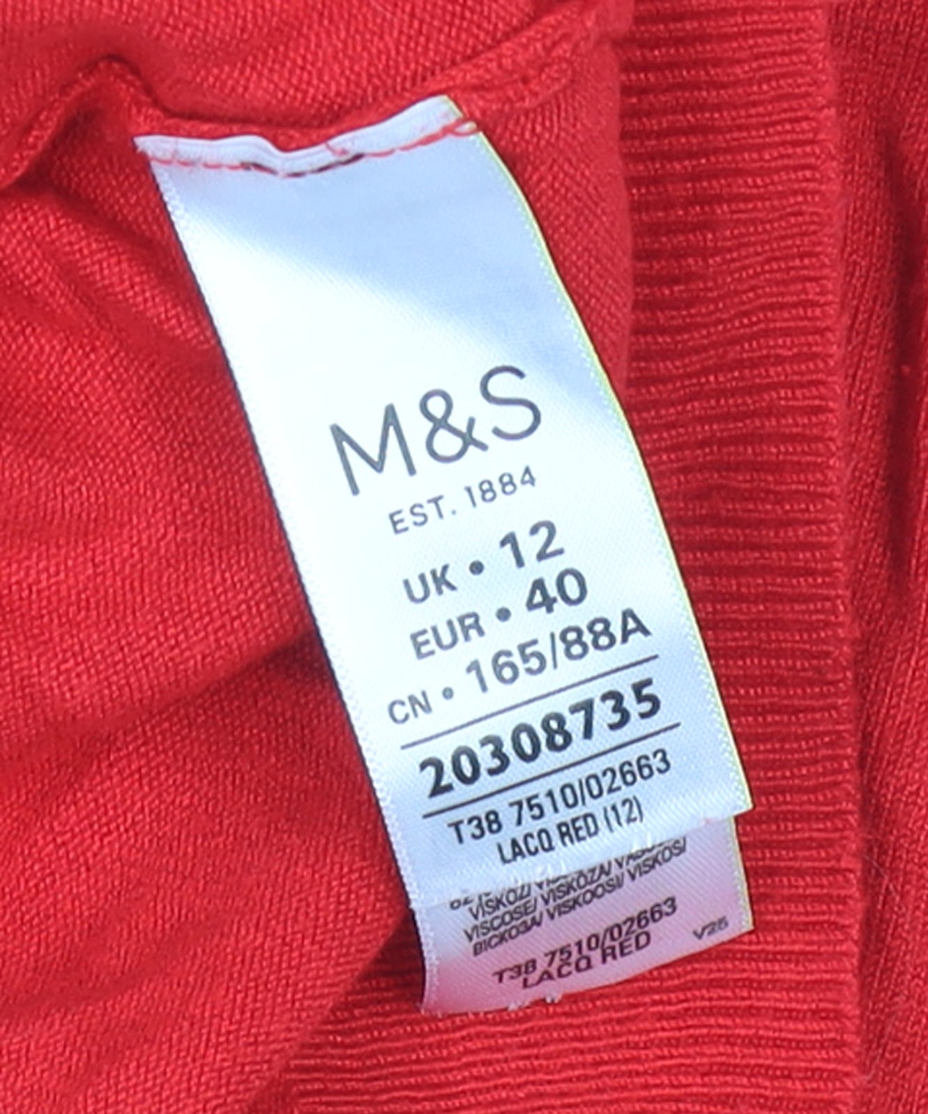 Marks and Spencer Women's Red Crew Neck Je Suis Belle Jumper Size 12