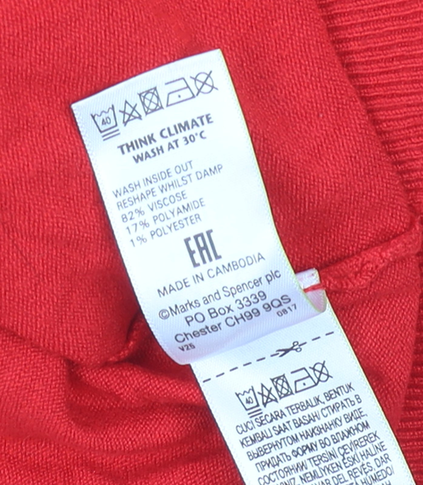 Marks and Spencer Women's Red Crew Neck Je Suis Belle Jumper Size 12
