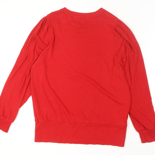 Next Women's Red Crew Neck Long Sleeve Knit Jumper Size L