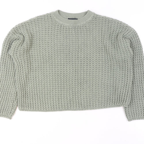 New Look Women's Green Chunky Knit Acrylic Jumper Size M