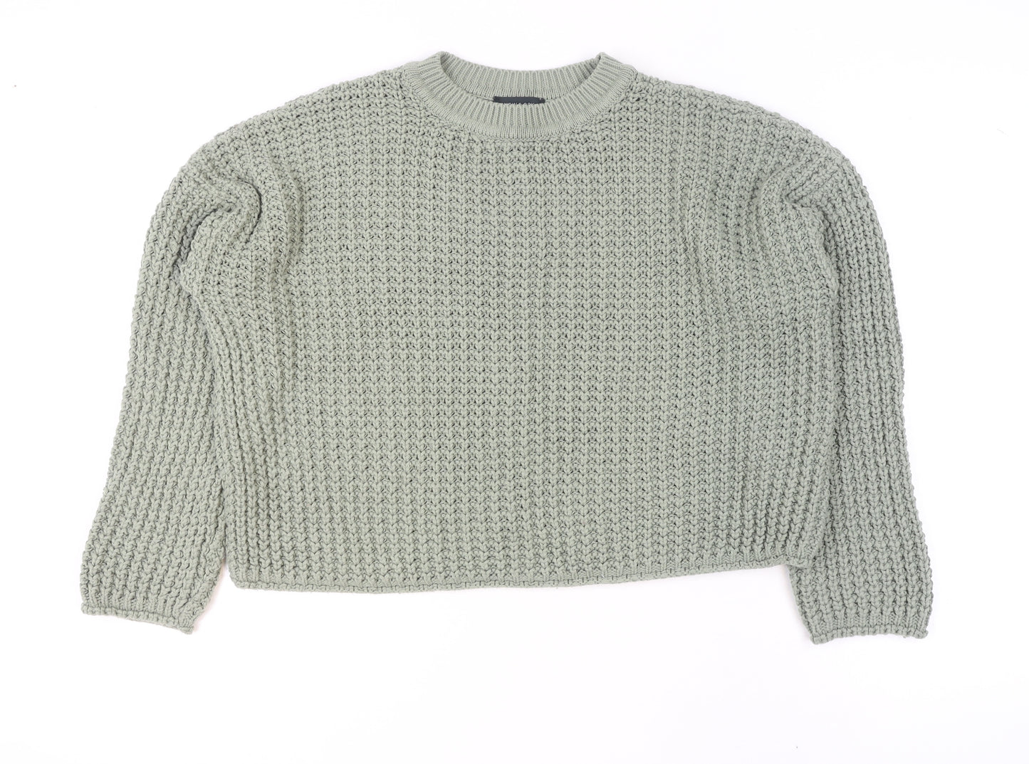 New Look Women's Green Chunky Knit Acrylic Jumper Size M
