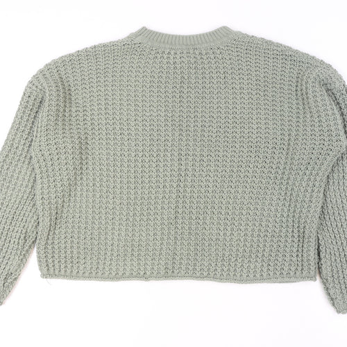 New Look Women's Green Chunky Knit Acrylic Jumper Size M
