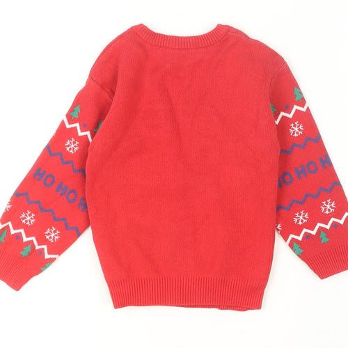 Nutmeg Boys Red Bluey Christmas Jumper 4-5 Years Cotton Pullover