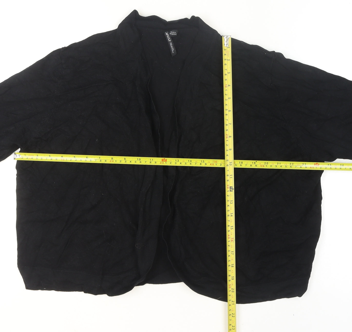 Capsule Womens Black Knit Open Front 3/4 Sleeve Cardigan Size M