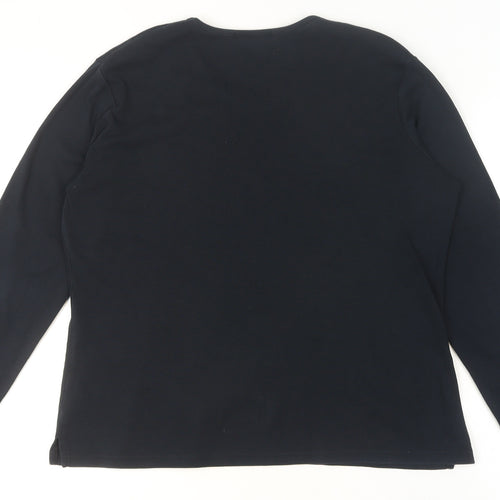 George Women’s Black Pudsey V-Neck Long Sleeve Cotton T-Shirt Size 16