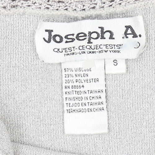Joseph A. Womens Silver Crochet Neck Knit Blouse Size S