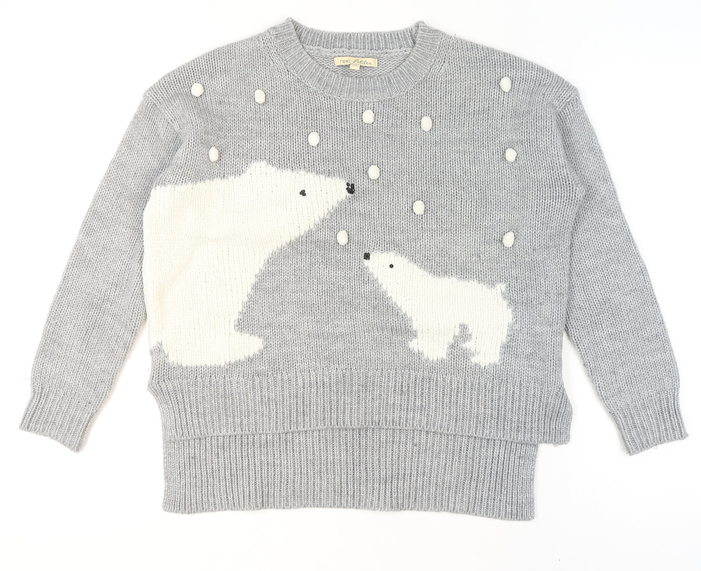 Next Petites Grey Polar Bear Knit Jumper Women’s Size 10