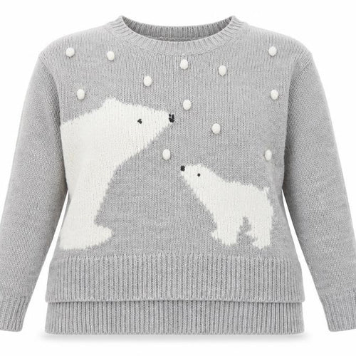 Next Petites Grey Polar Bear Knit Jumper Women’s Size 10