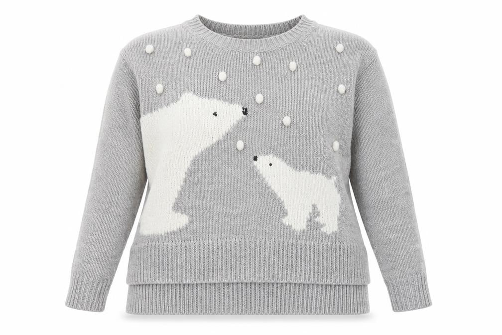 Next Petites Grey Polar Bear Knit Jumper Women’s Size 10