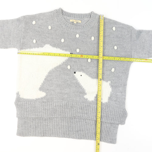 Next Petites Grey Polar Bear Knit Jumper Women’s Size 10