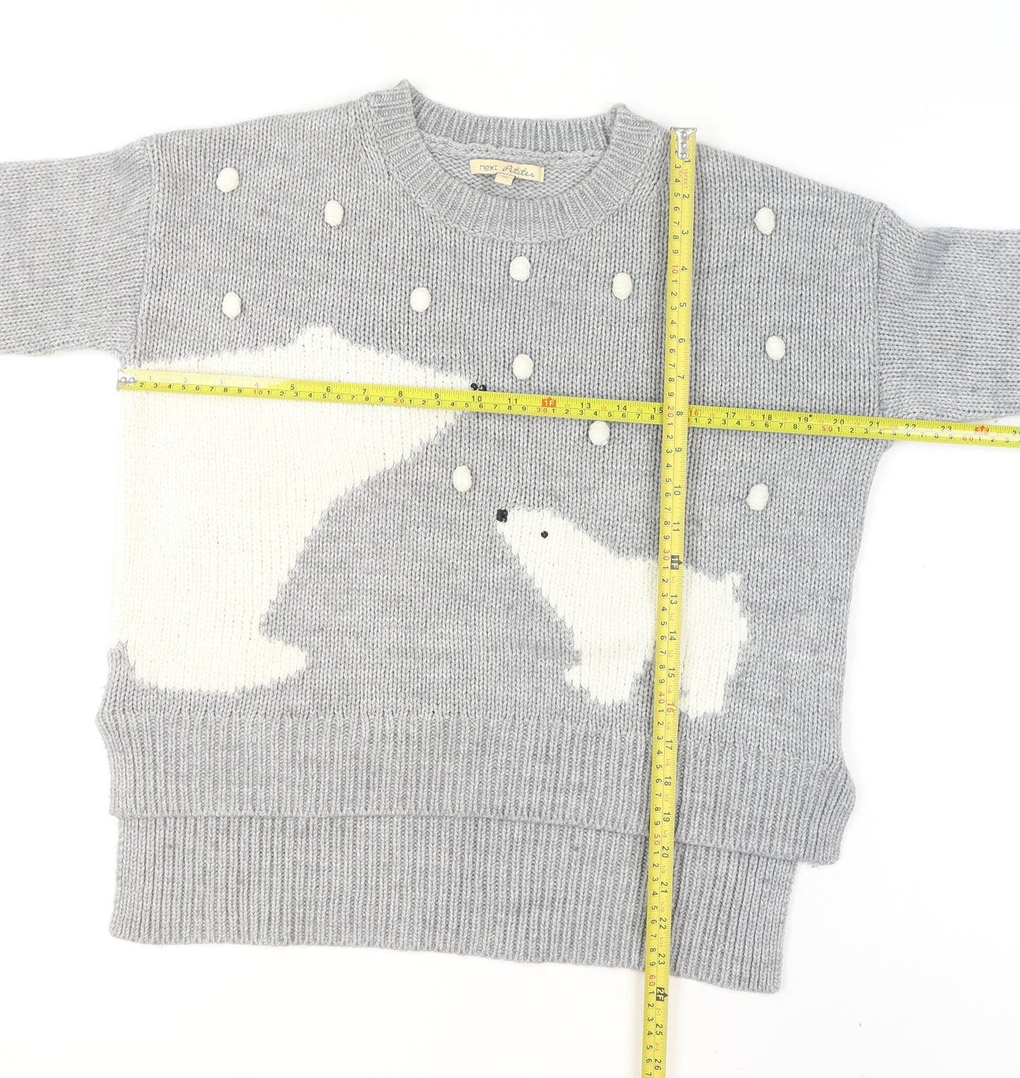 Next Petites Grey Polar Bear Knit Jumper Women’s Size 10