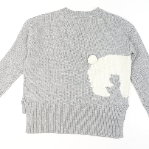 Next Petites Grey Polar Bear Knit Jumper Women’s Size 10