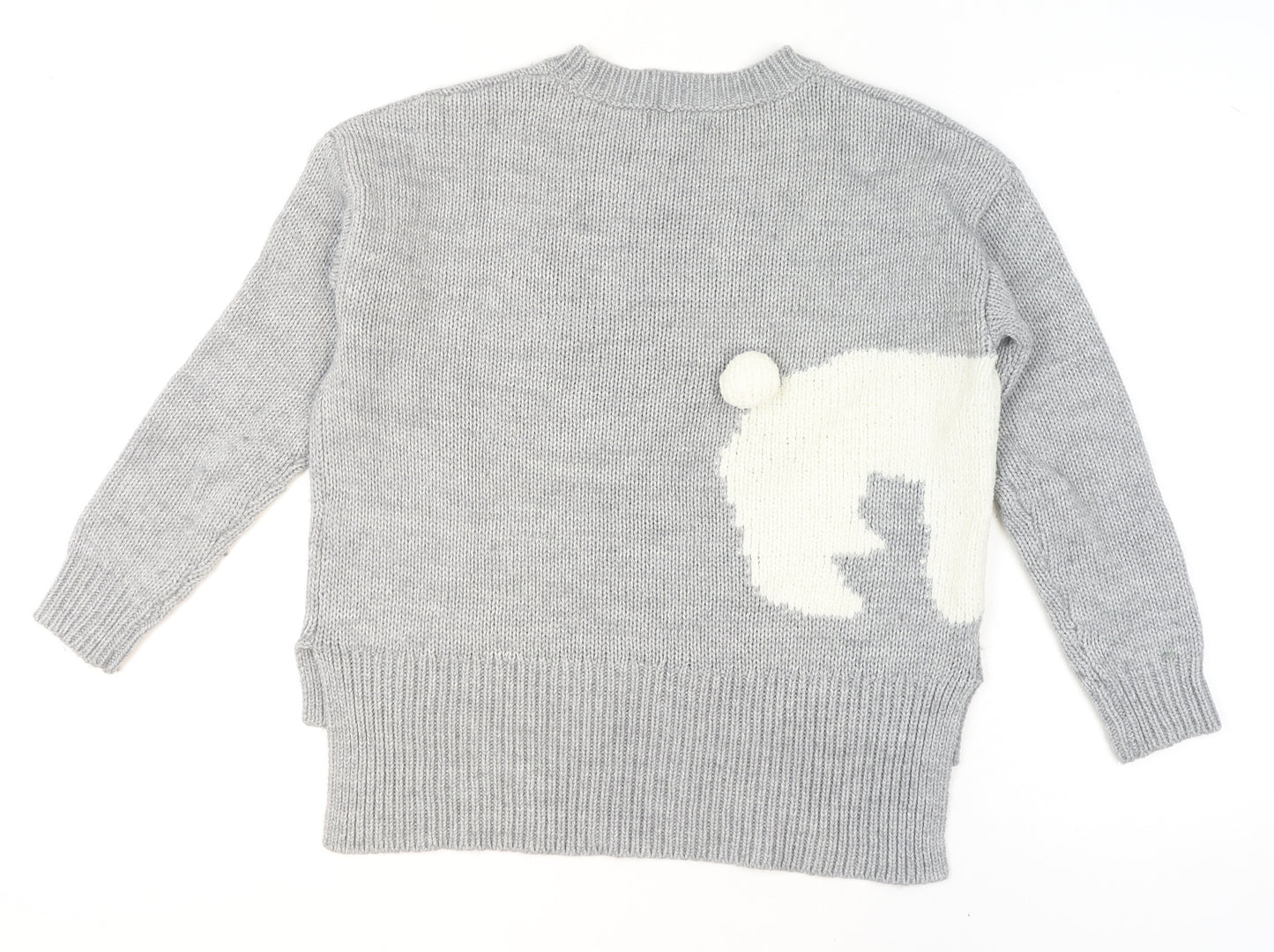 Next Petites Grey Polar Bear Knit Jumper Women’s Size 10