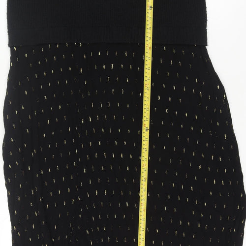 FatFace Women’s Black Metallic Jumper Dress Size 16 Long Sleeve Midi
