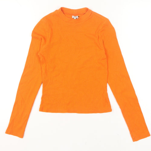 River Island Women's Orange Long Sleeve Slim Fit Cotton T-Shirt Size 8