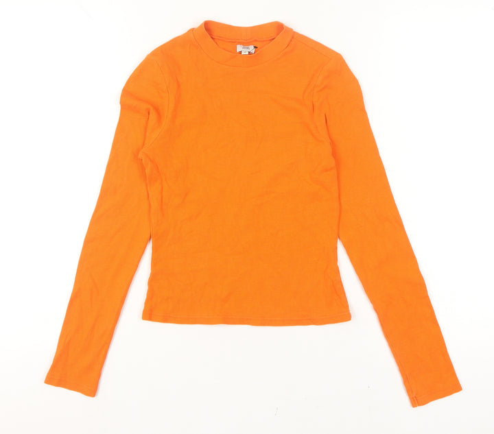River Island Women's Orange Long Sleeve Slim Fit Cotton T-Shirt Size 8
