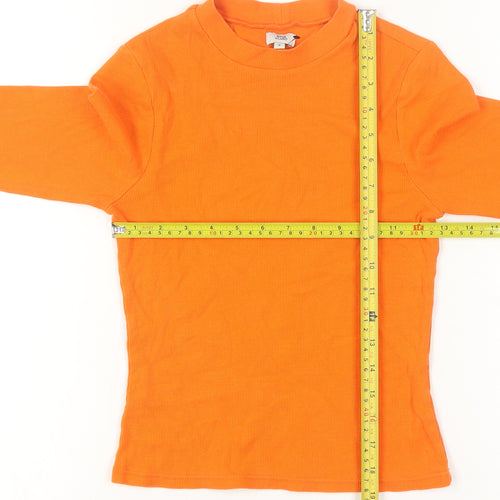 River Island Women's Orange Long Sleeve Slim Fit Cotton T-Shirt Size 8