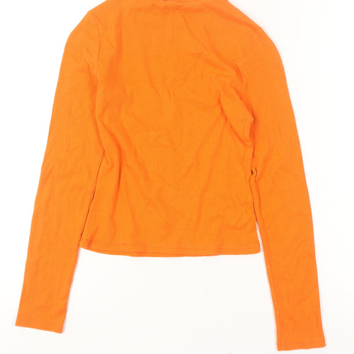 River Island Women's Orange Long Sleeve Slim Fit Cotton T-Shirt Size 8