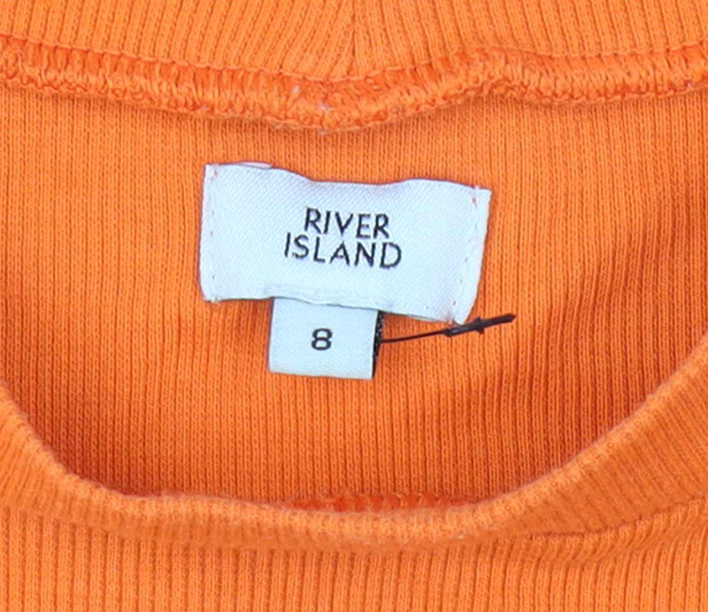 River Island Women's Orange Long Sleeve Slim Fit Cotton T-Shirt Size 8