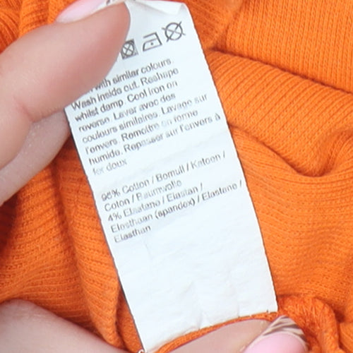River Island Women's Orange Long Sleeve Slim Fit Cotton T-Shirt Size 8
