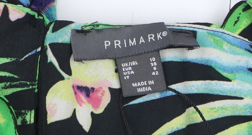 Primark Womens Black Tropical Floral Off Shoulder Jumpsuit Size 10