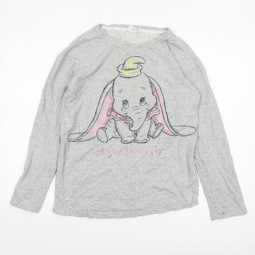 Disney Women’s Grey Dumbo Long Sleeve Nightshirt XS
