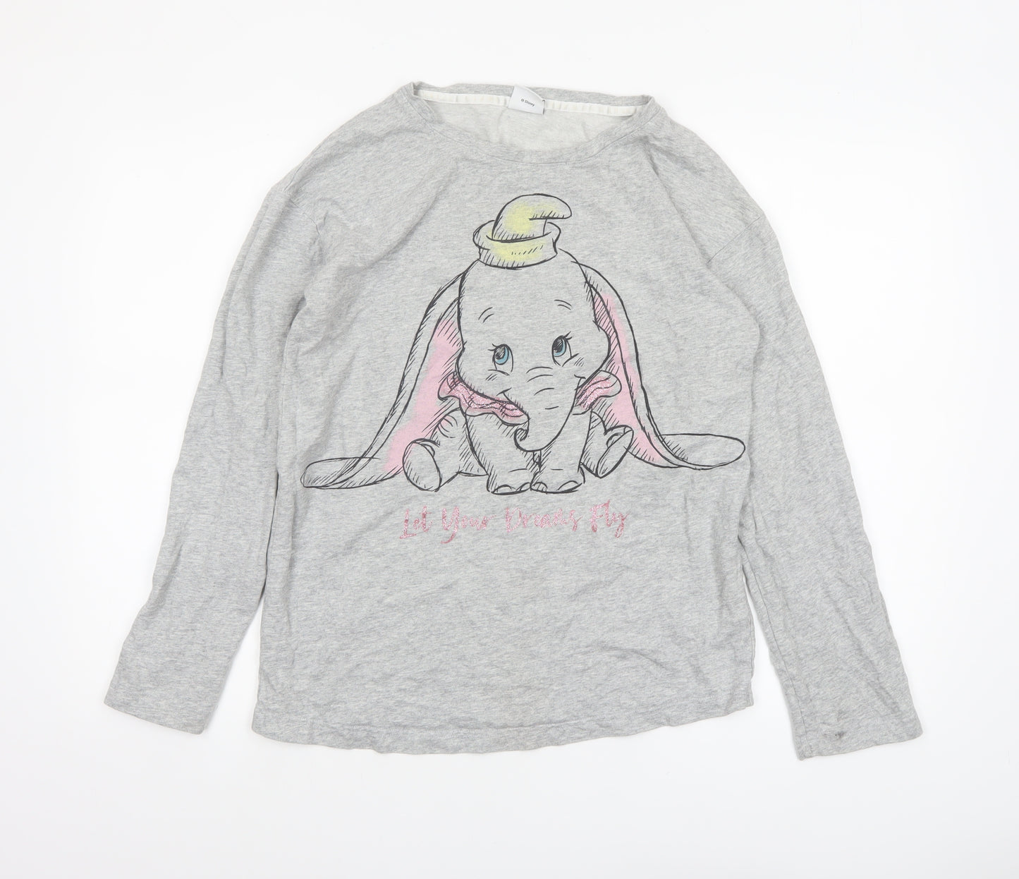 Disney Women’s Grey Dumbo Long Sleeve Nightshirt XS