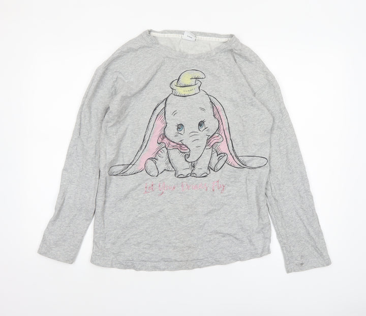 Disney Women’s Grey Dumbo Long Sleeve Nightshirt XS