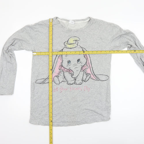 Disney Women’s Grey Dumbo Long Sleeve Nightshirt XS